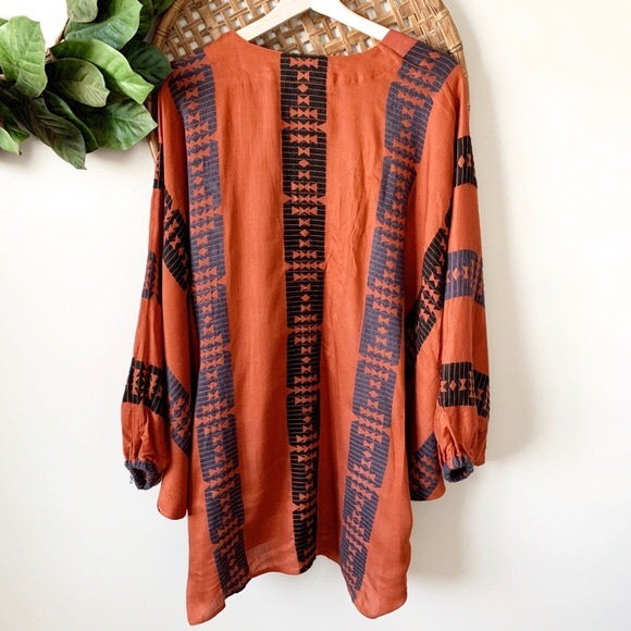 Burnt Orange Tribal Kimono Shawl - Picture 2 of 3